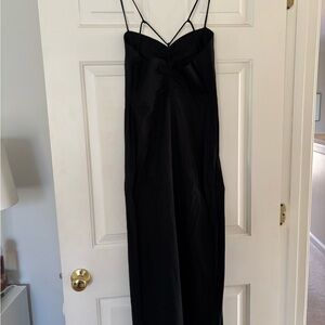Black linen midi dress